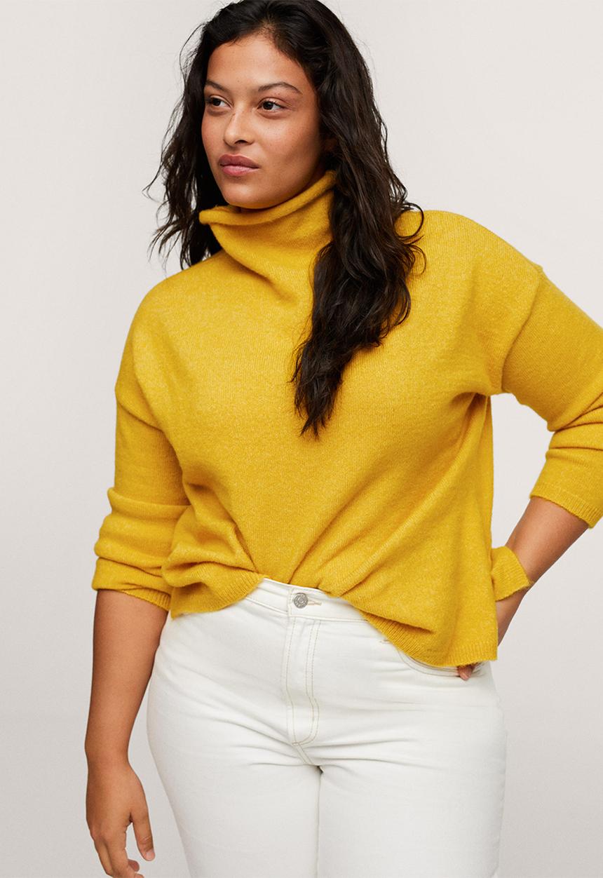 MANGO - Plus sweater peach - medium yellow