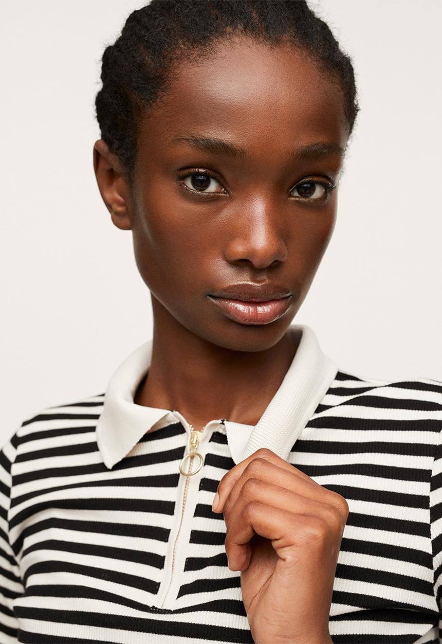MANGO - Polo shirt naval - beige & black