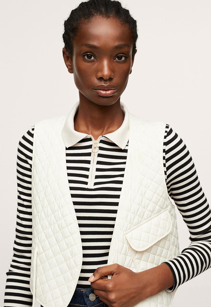 MANGO - Polo shirt naval - beige & black