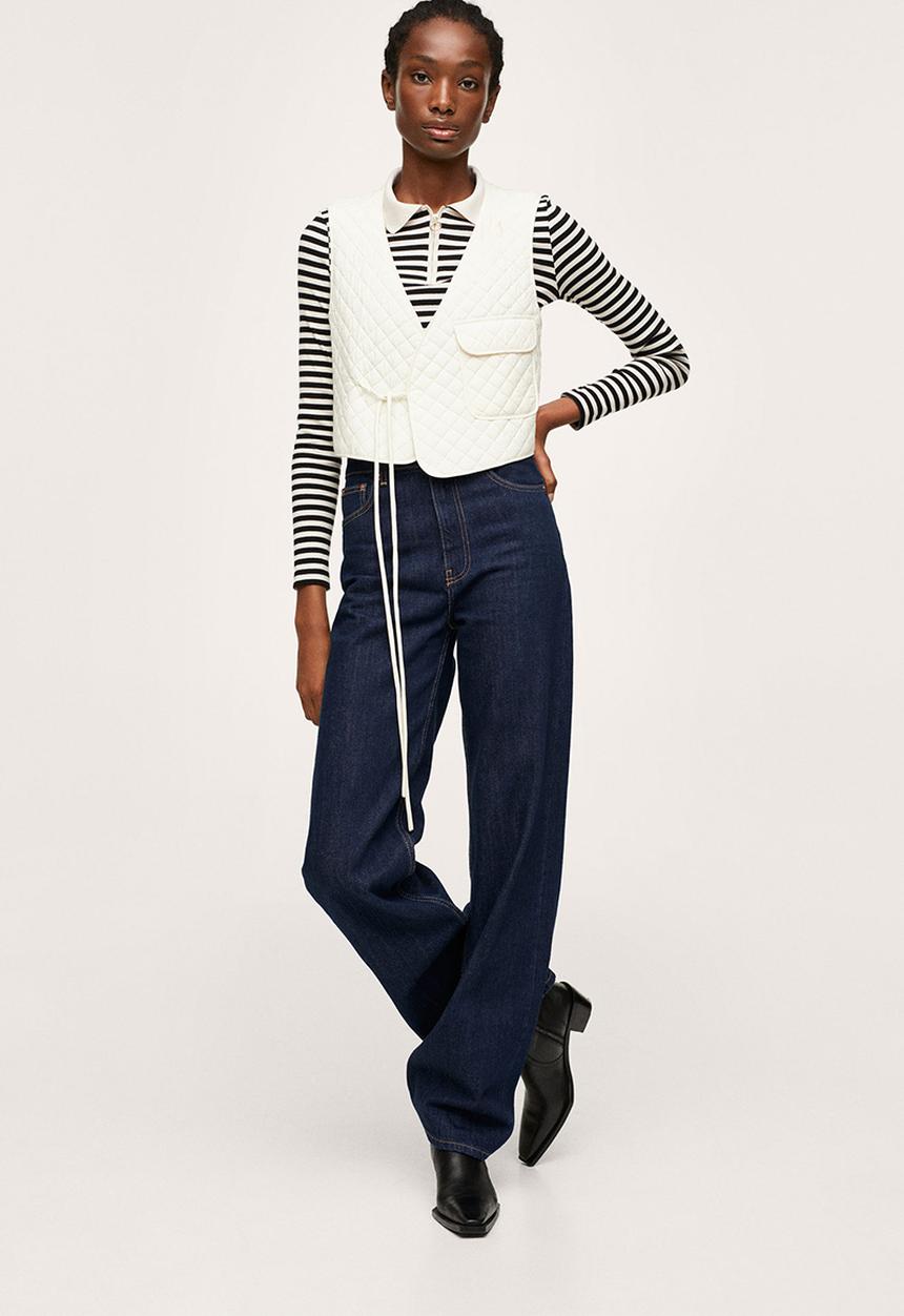 MANGO - Polo shirt naval - beige & black