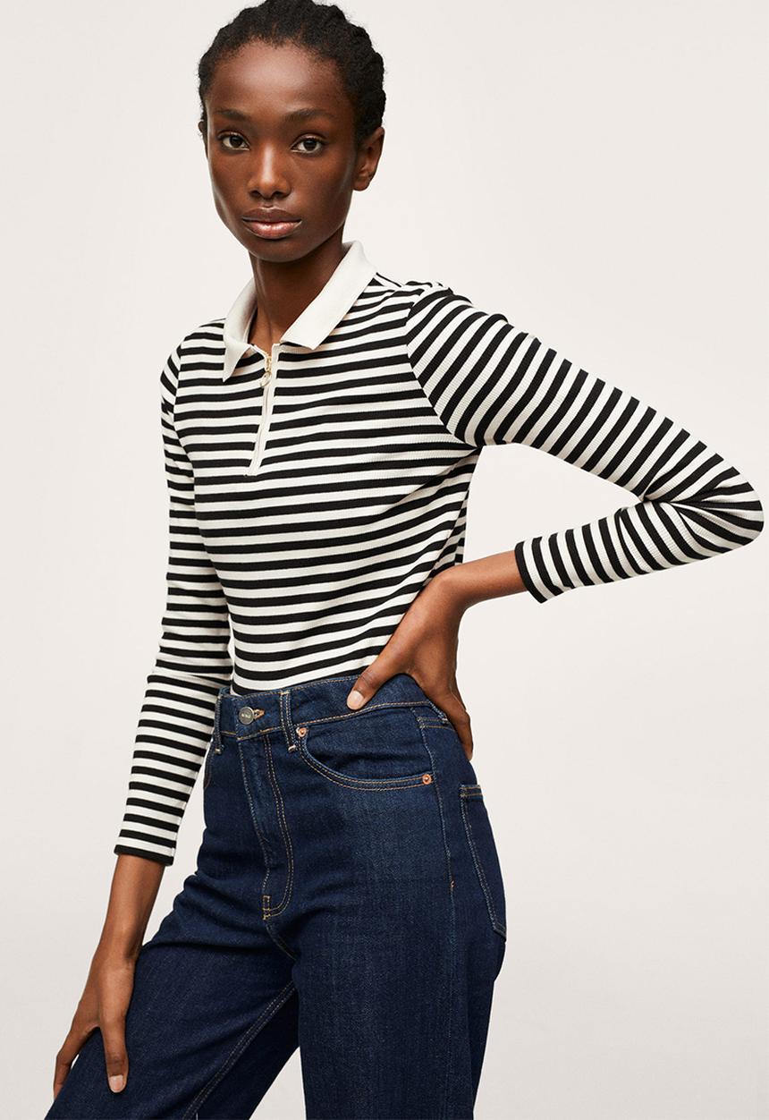 MANGO - Polo shirt naval - beige & black