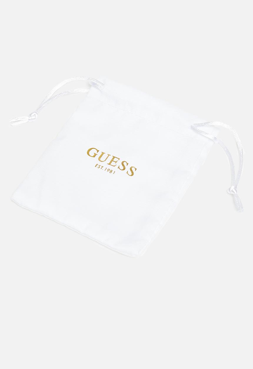 GUESS - G snap white painted huggies silver - silver/white
