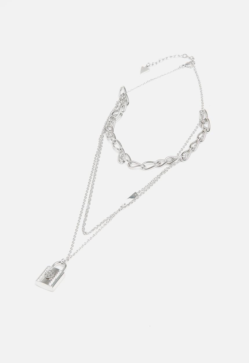 GUESS - Keep me close triple chain 4g lock rh - silver