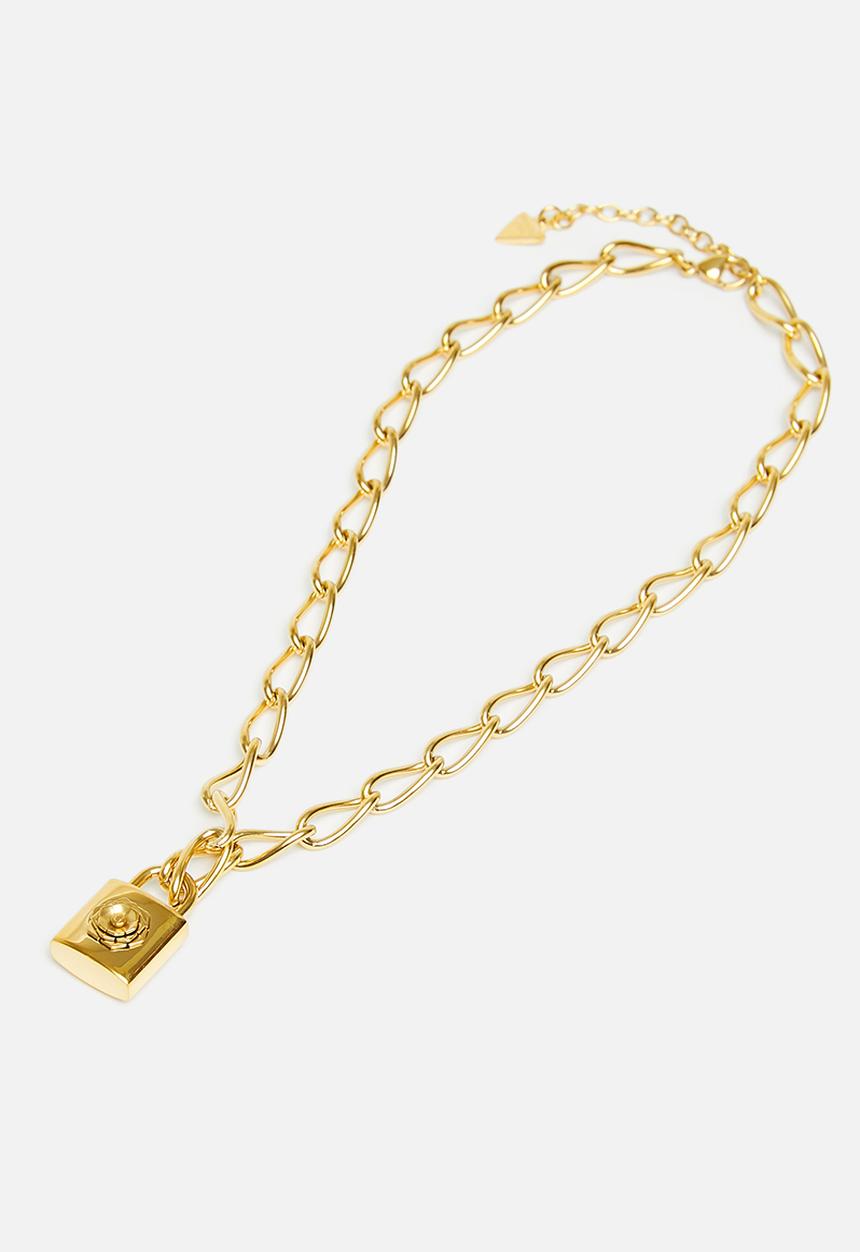 GUESS - Keep me close dbl chain peony lock yg - gold