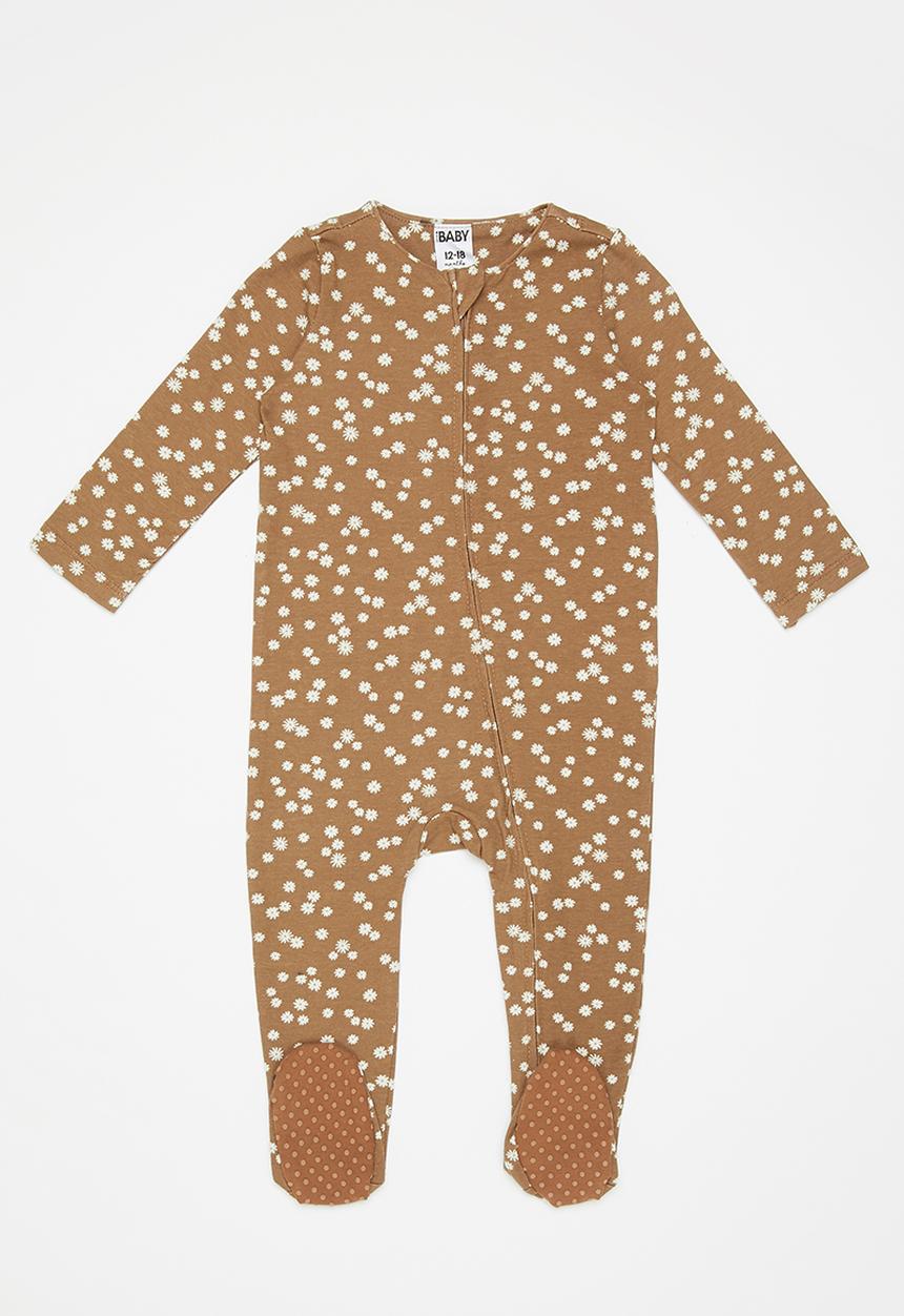 Cotton On - The long sleeve zip romper - brown