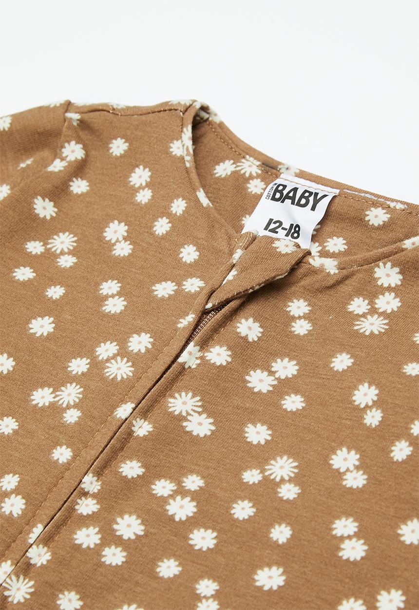 Cotton On - The long sleeve zip romper - brown
