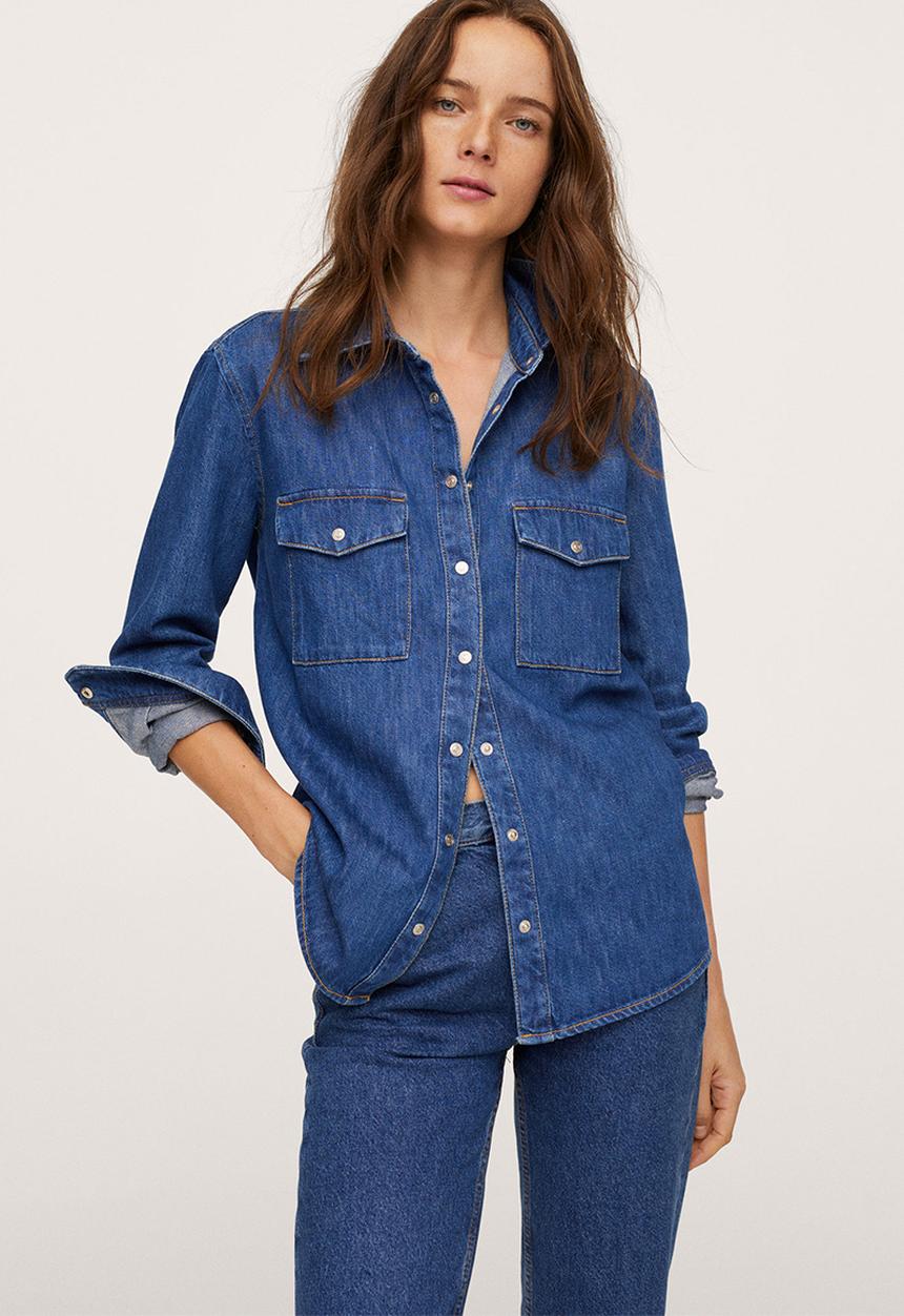 MANGO - Shirt julie - open blue