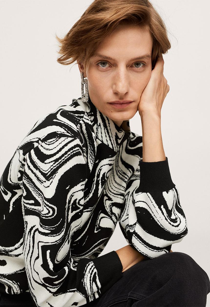 MANGO - Sweater mineral - black & white 