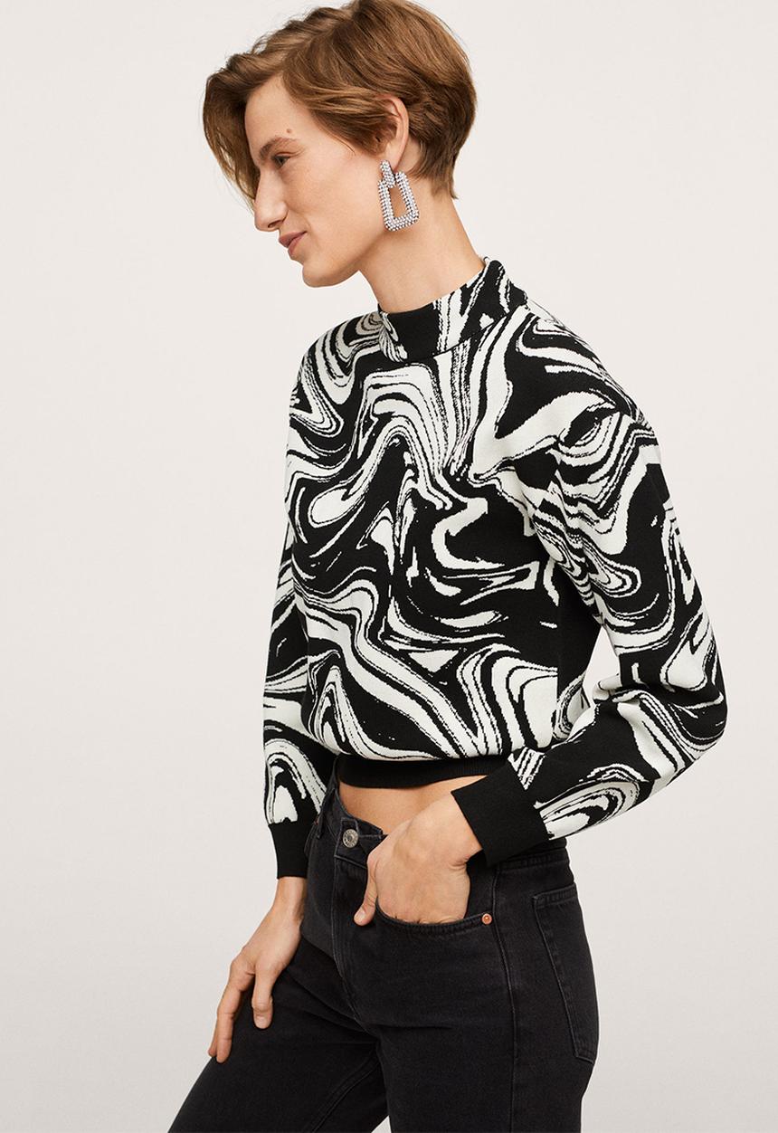 MANGO - Sweater mineral - black & white 