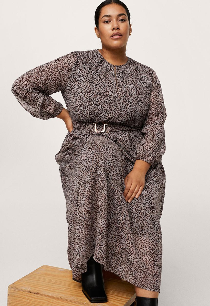 MANGO - Plus dress august - brown