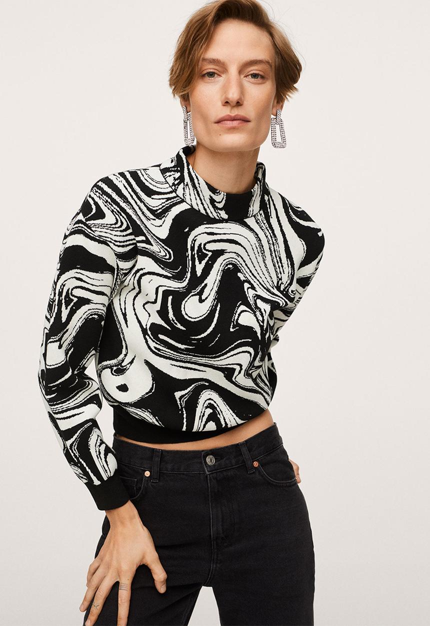 MANGO - Sweater mineral - black & white 