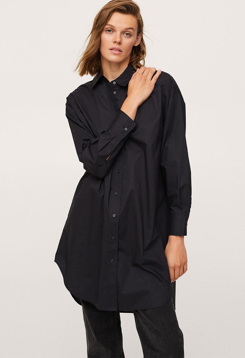 MANGO - Shirt lalong - black