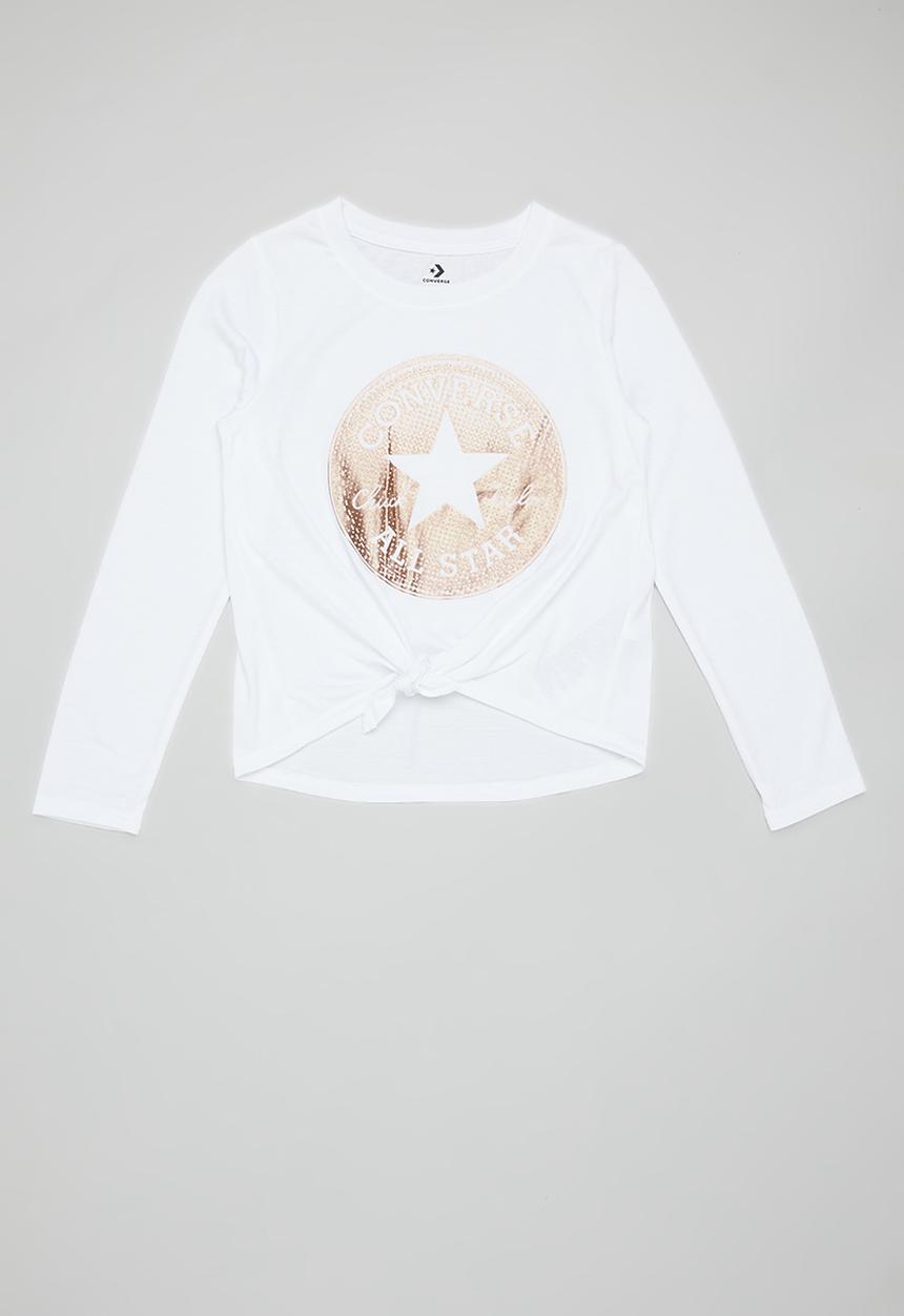 Converse - Cnvg ls tie front knit top - white