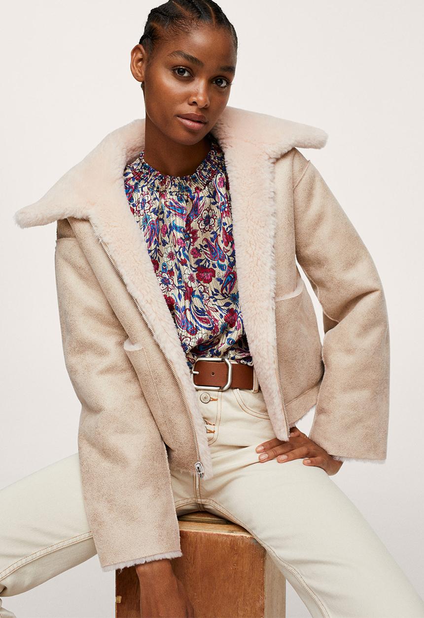 MANGO - Jacket splash - light beige