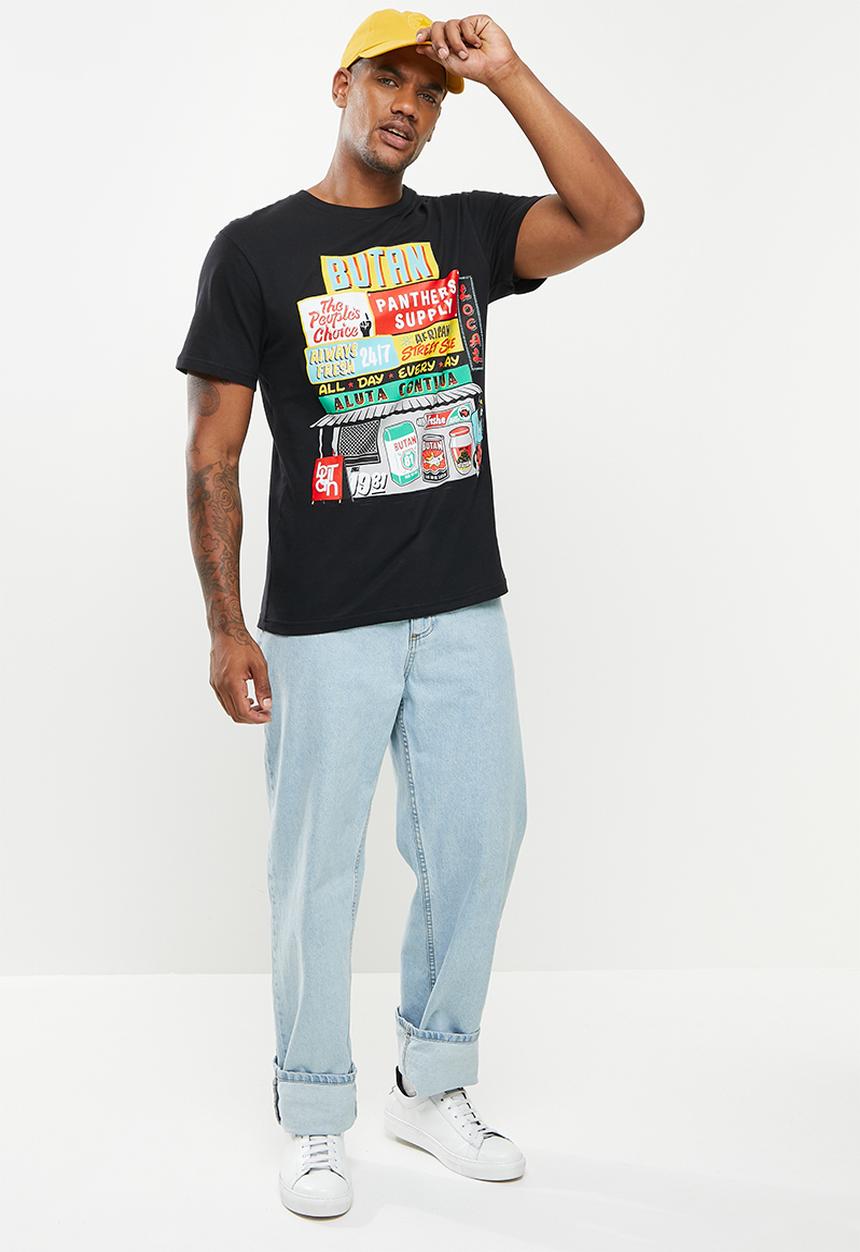 Butan - Panthers mascot spaza shop T-shirt - black