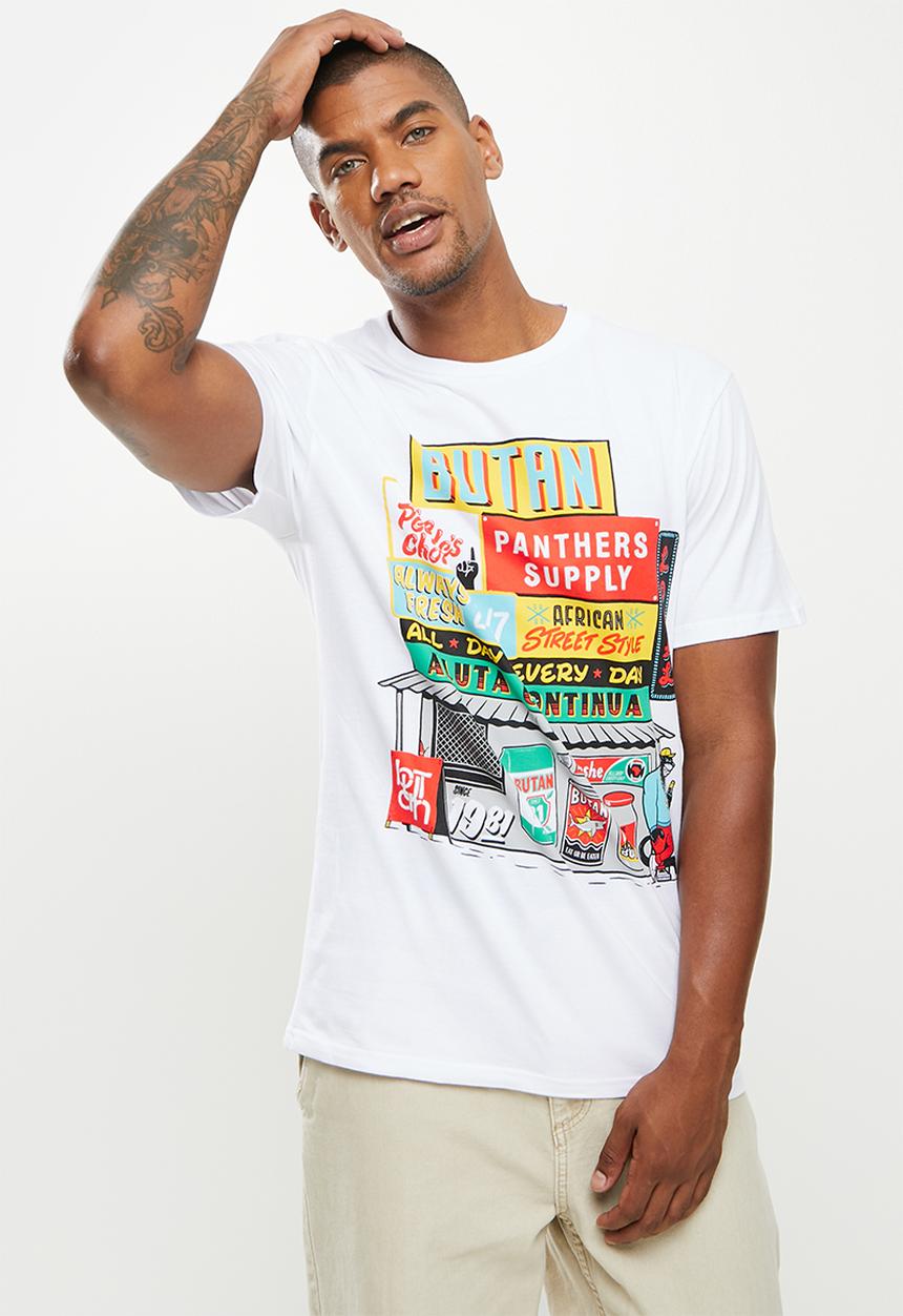 Butan - Panthers mascot spaza shop T-shirt - white