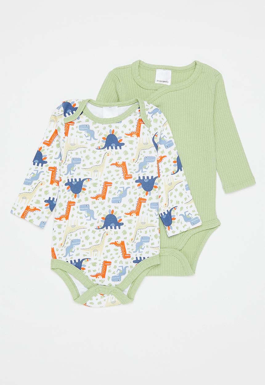 Pop Candy - Baby boys 2 pack bodyvest - green