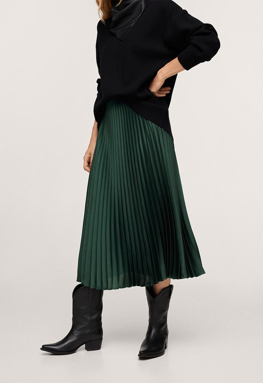 MANGO - Skirt plisado - green