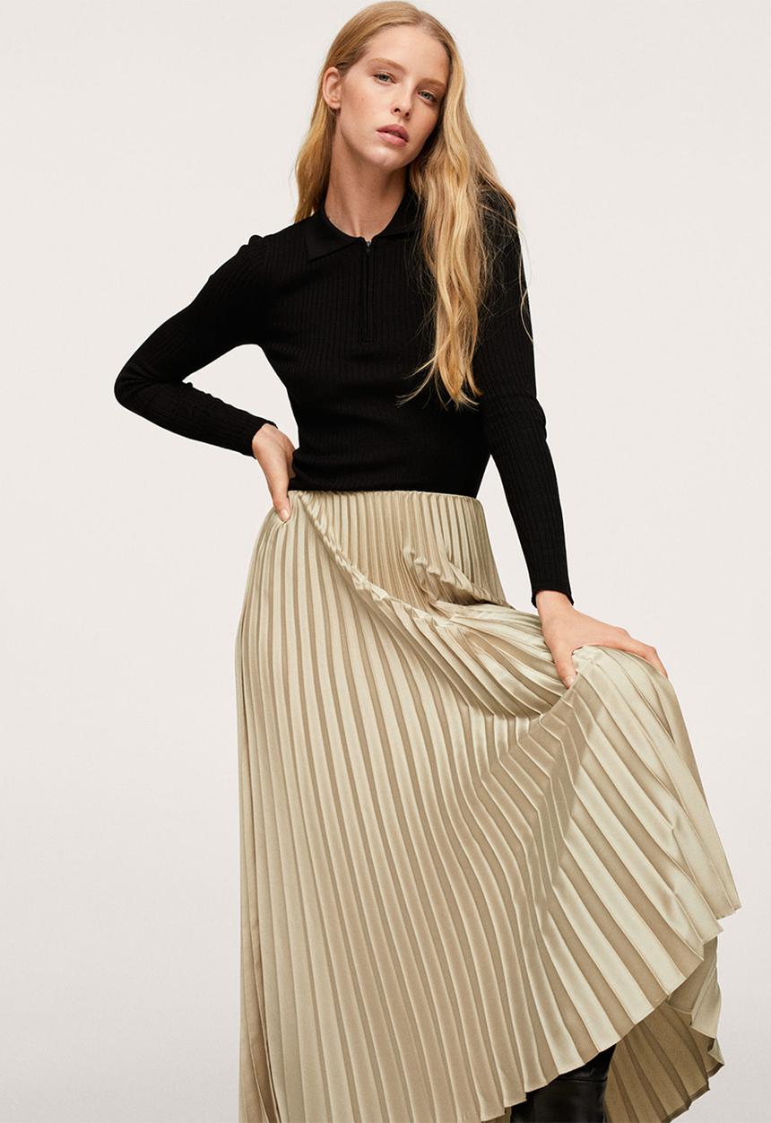 MANGO - Skirt plisado - light beige