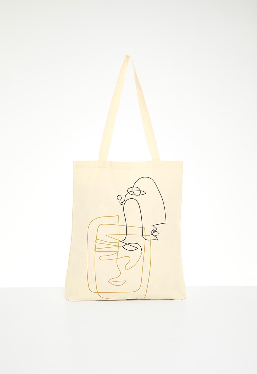 Superbalist - Face and hand graphic tote - natural