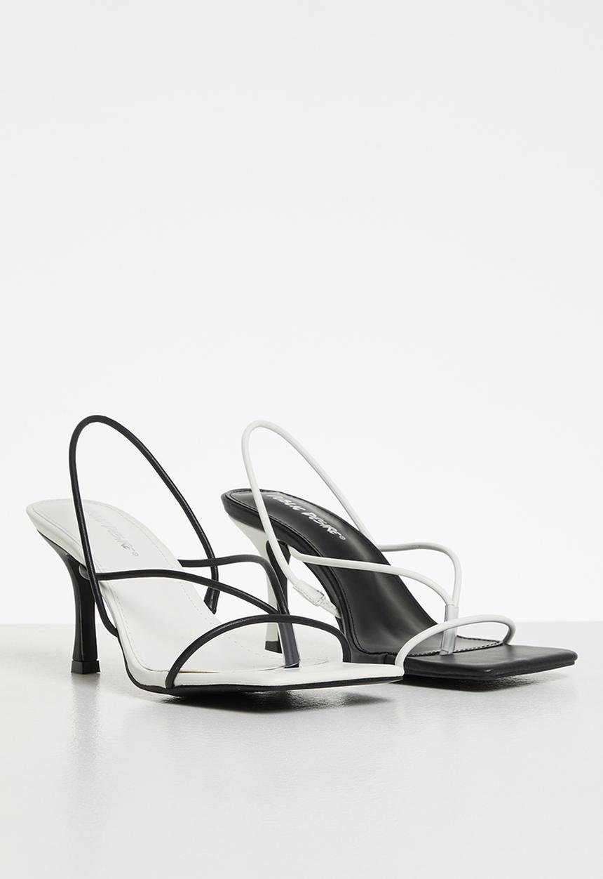 Public Desire - Annika strappy mule heel - black & white