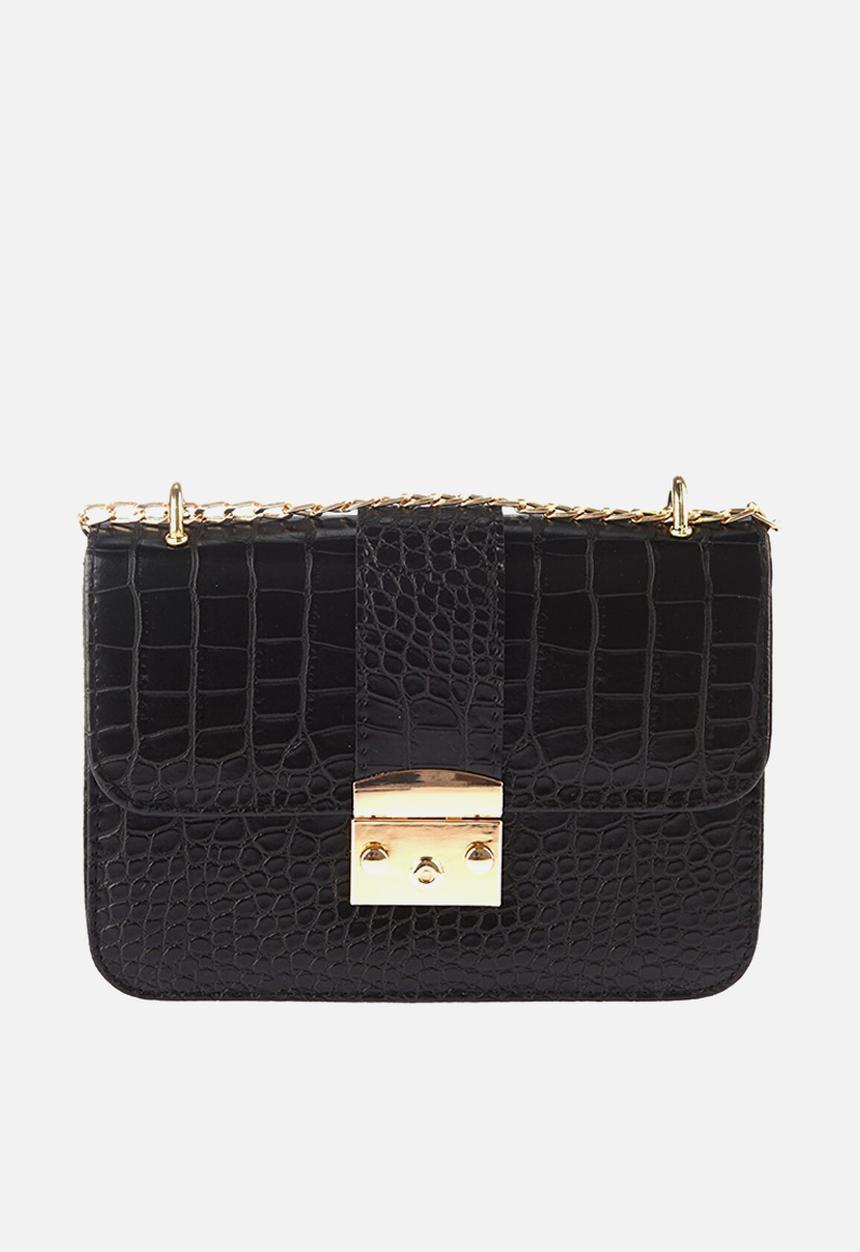 Trendyol - Faux croc crossbody bag - black