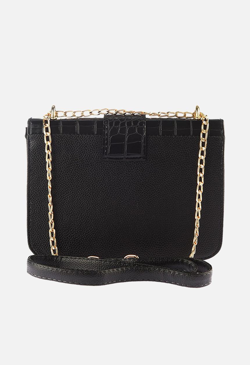 Trendyol - Faux croc crossbody bag - black