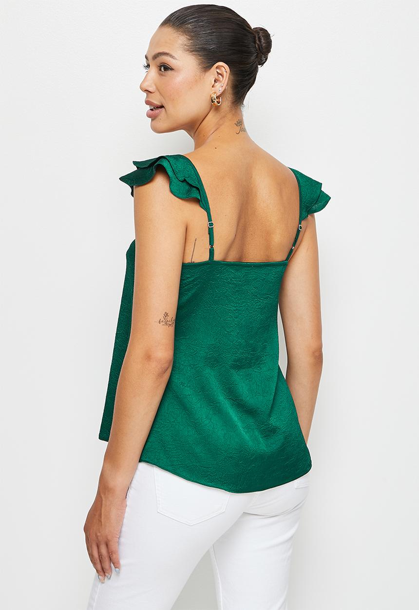 MILLA - Ruffle shoulder cami blouse - bottle