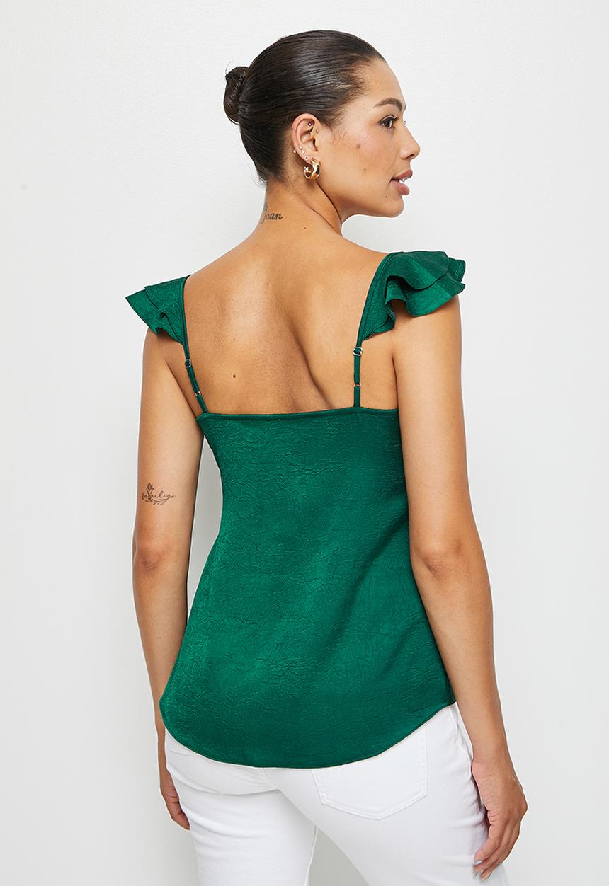 MILLA - Ruffle shoulder cami blouse - bottle