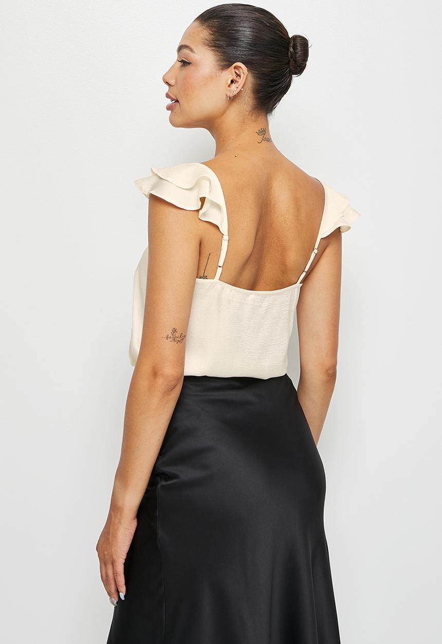 MILLA - Ruffle shoulder cami blouse - cream