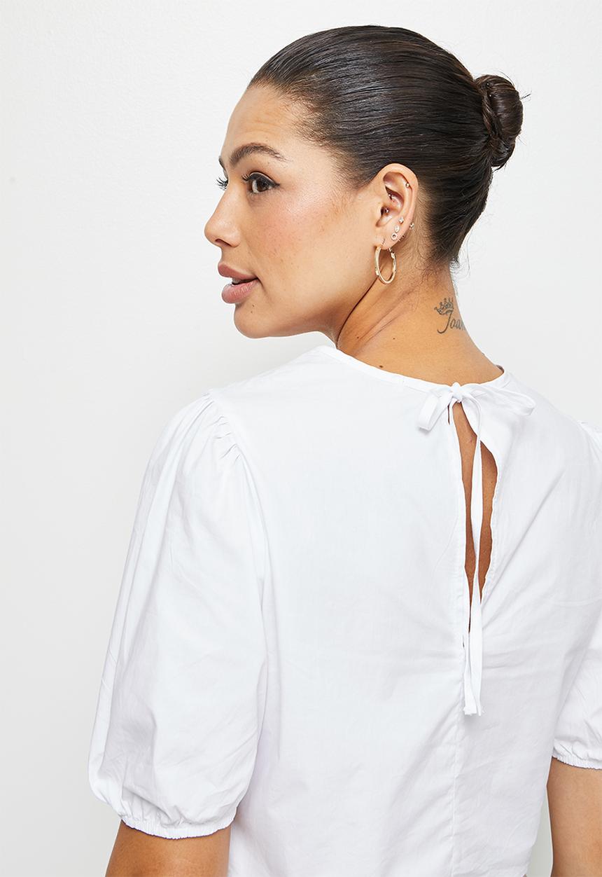 MILLA - Anglaise crop top - white