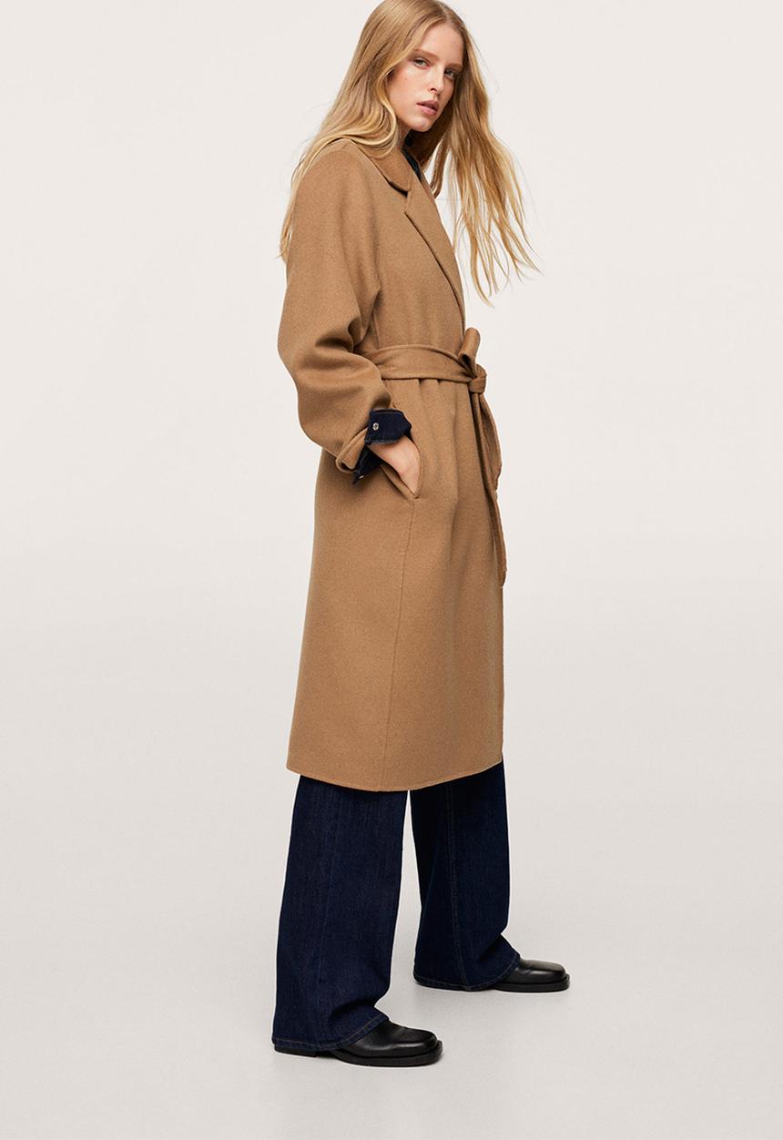 MANGO - Coat batin - medium brown