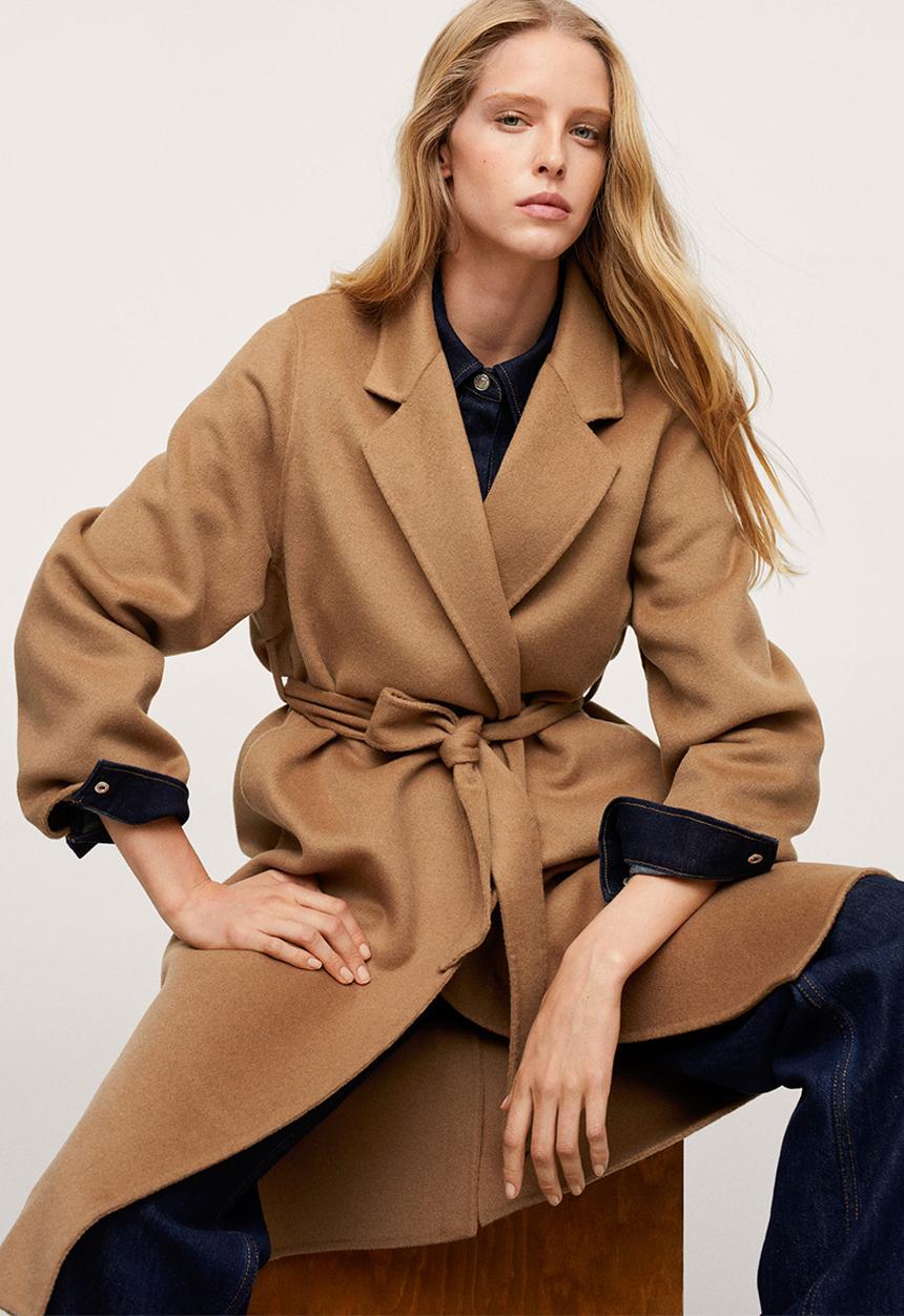 MANGO - Coat batin - medium brown