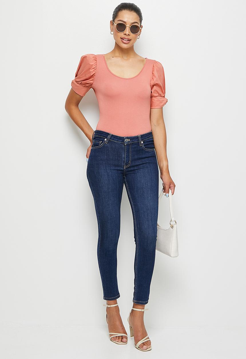 MILLA - Scoop neck combo bodysuit - burnt coral 