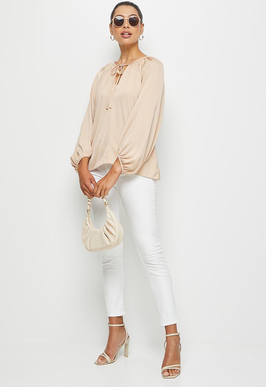MILLA - Balloon sleeve blouse - natural beige