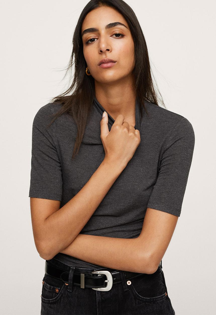 MANGO - T-shirt secondm - dark grey