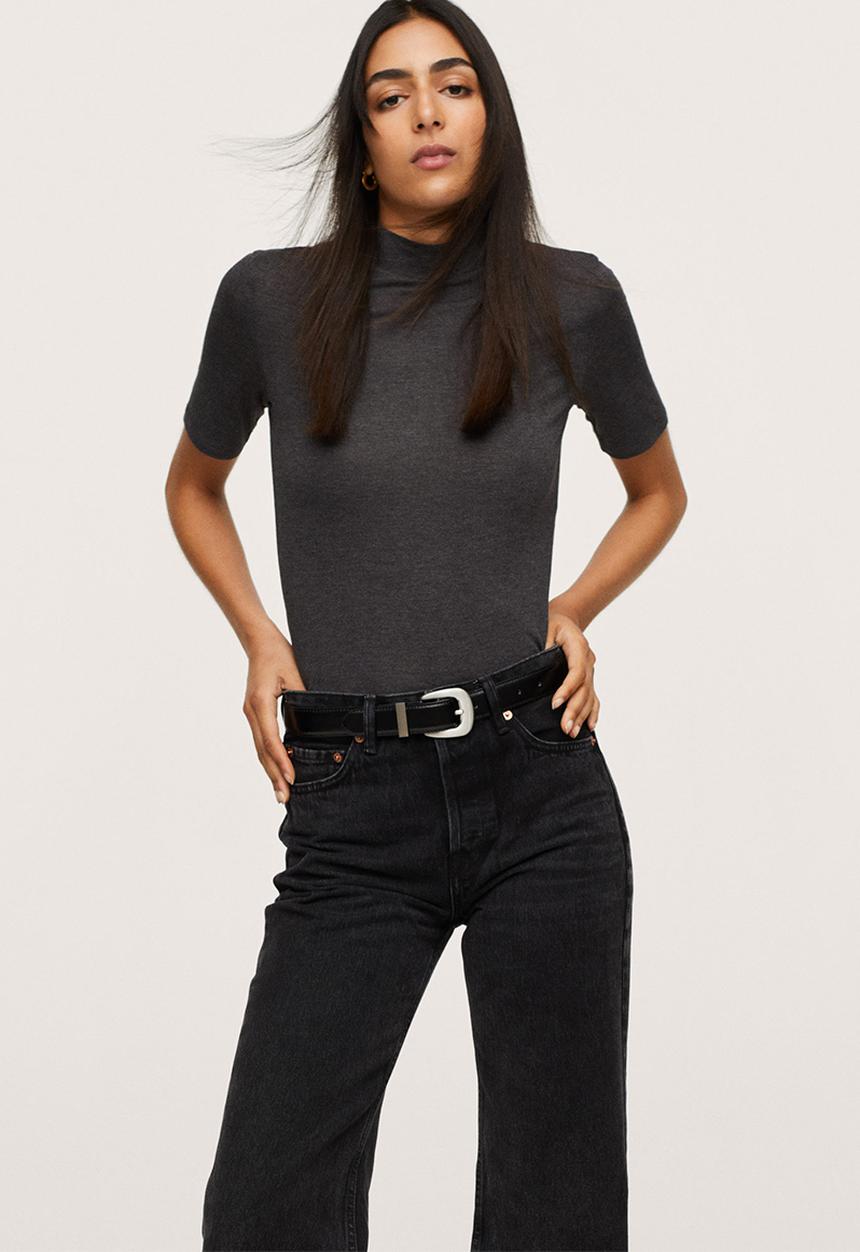 MANGO - T-shirt secondm - dark grey