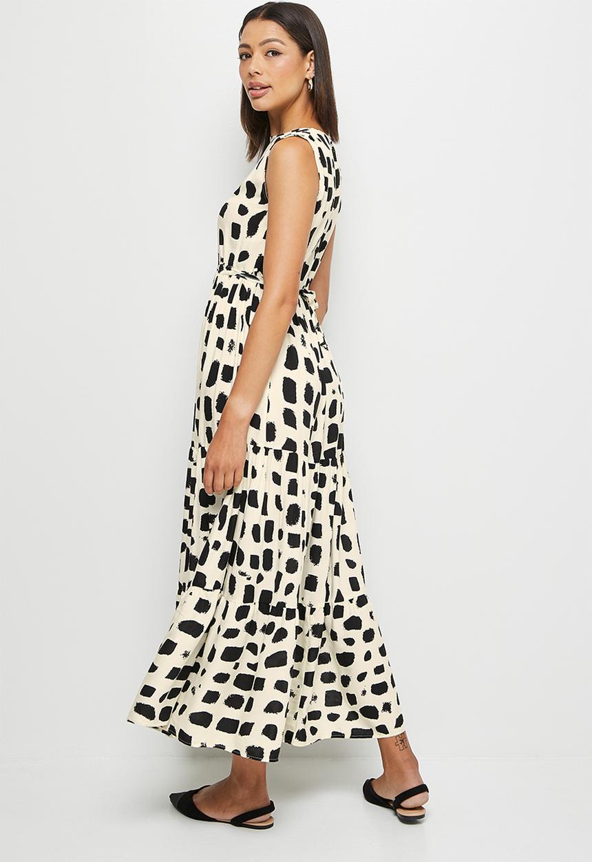 edit - Drawstring tiered maxi - mono brushstroke