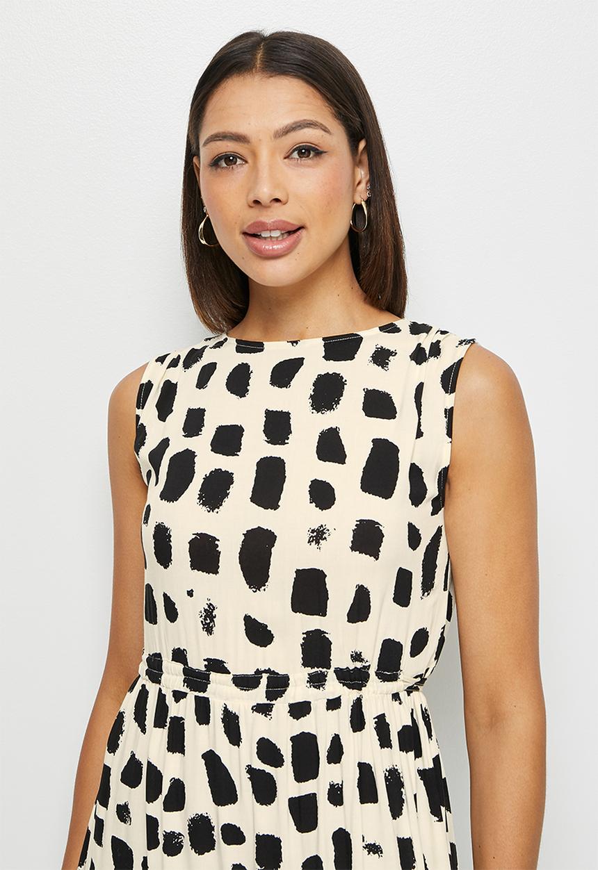 edit - Drawstring tiered maxi - mono brushstroke