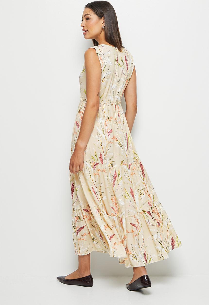 edit - Drawstring tiered maxi - pressed flower