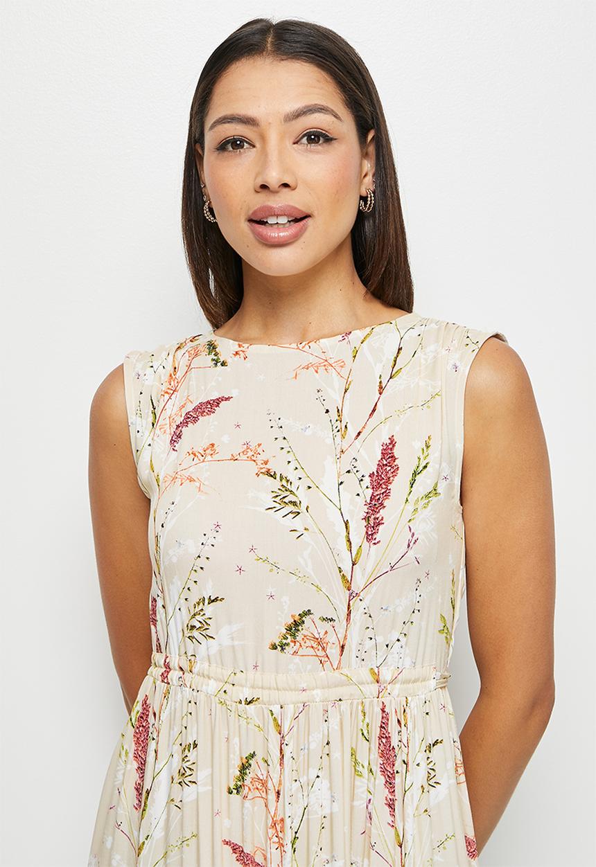 edit - Drawstring tiered maxi - pressed flower