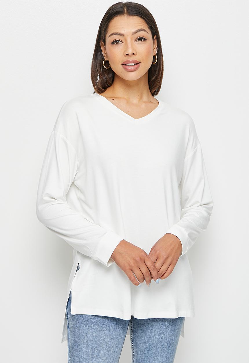 edit - Textured longline tee - milk
