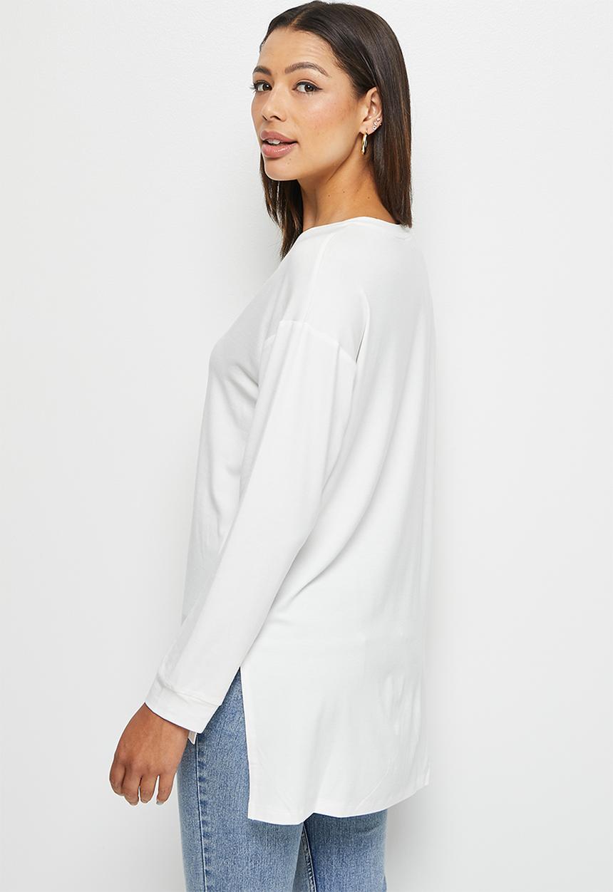 edit - Textured longline tee - milk