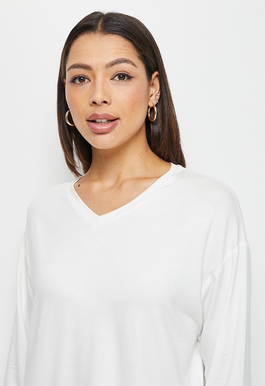 edit - Textured longline tee - milk