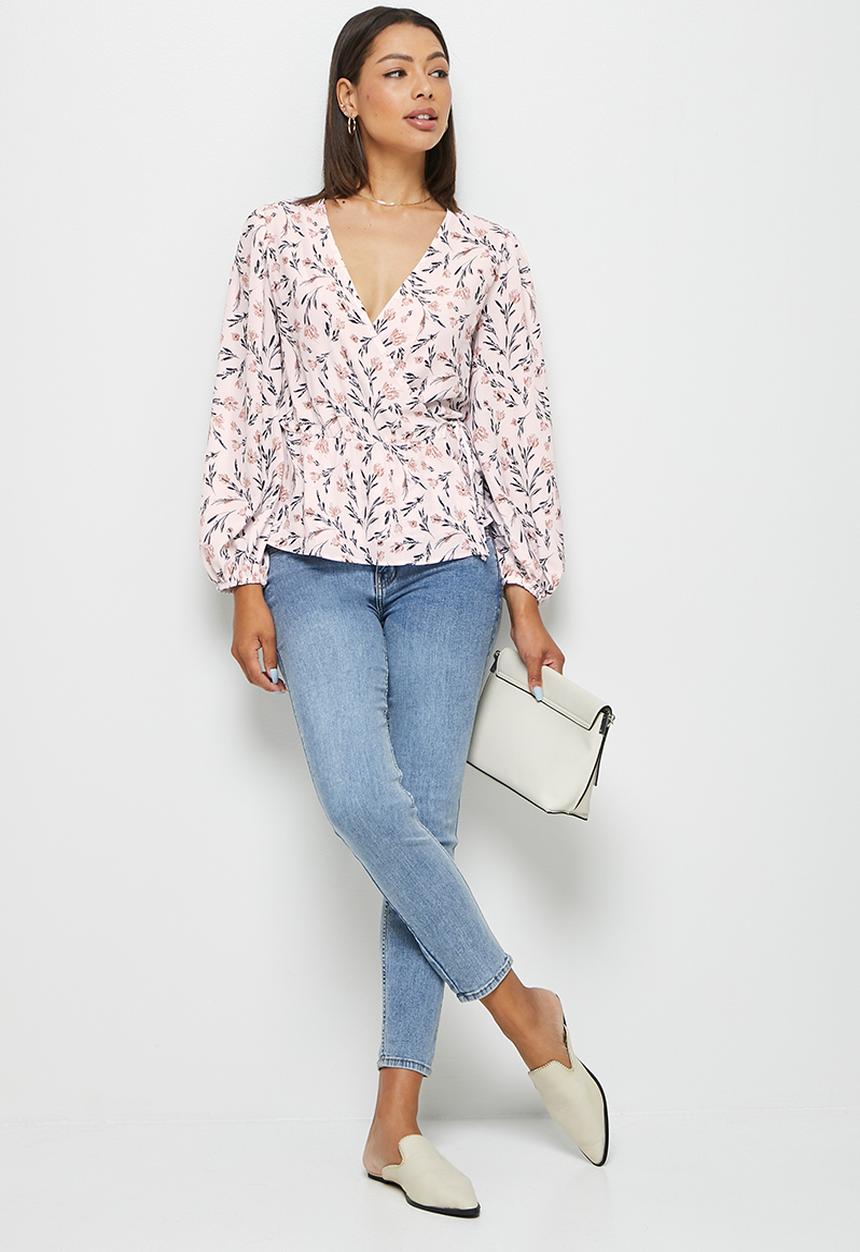 edit - Balloon sleeve wrap blouse - ditsy floral