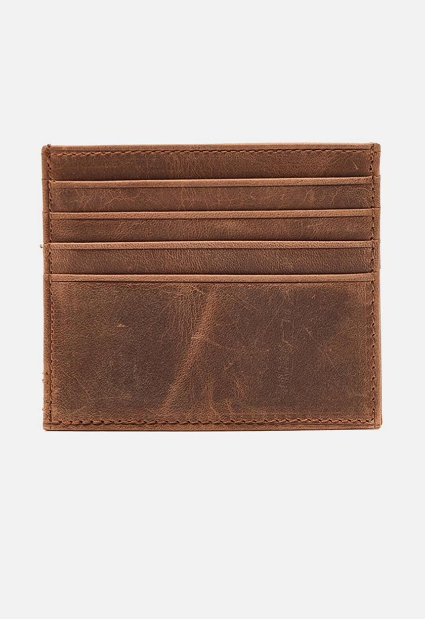 Trendyol - Distressed leather cardholder - cognac