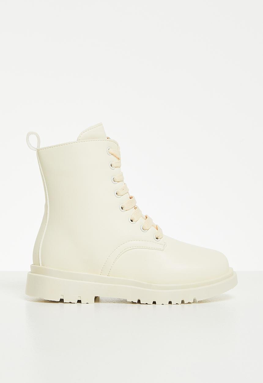 Pop Candy - Girls lace up boot - cream