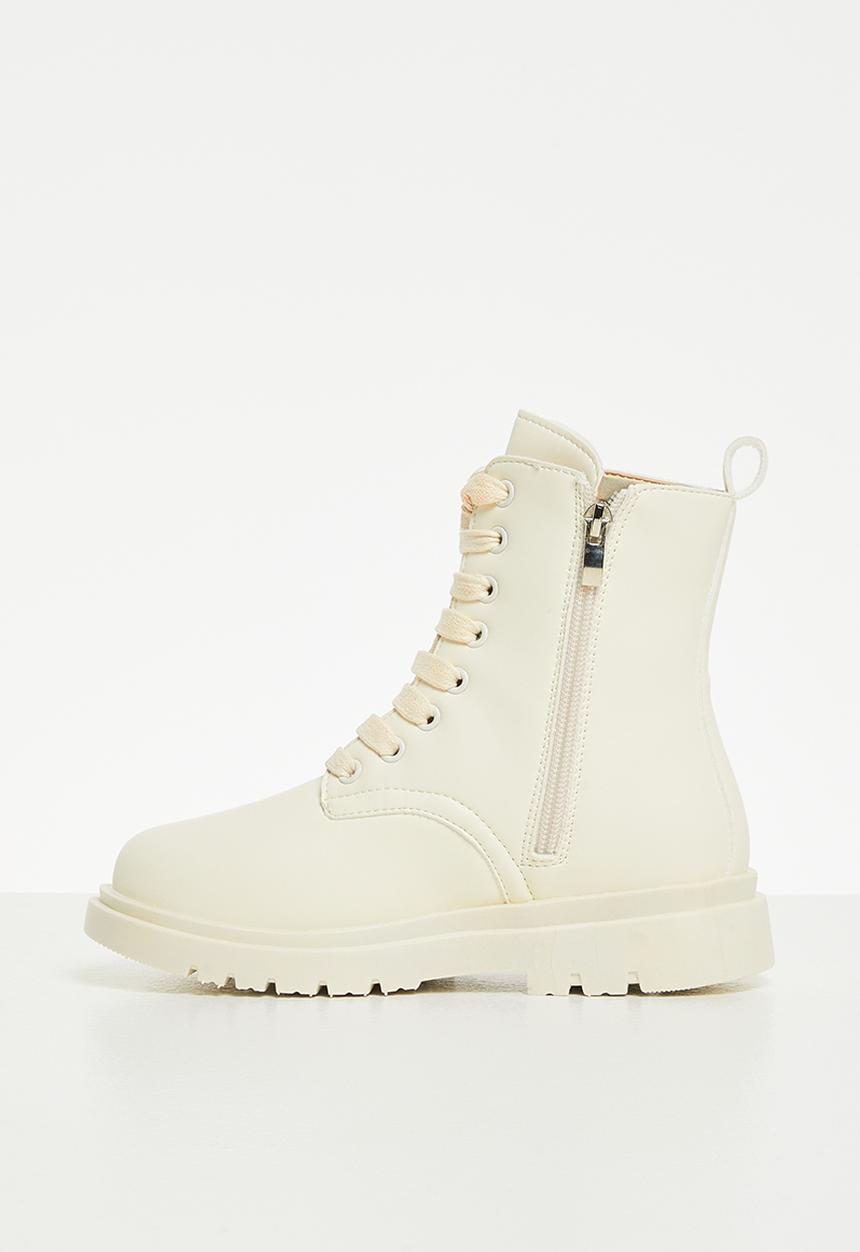 Pop Candy - Girls lace up boot - cream