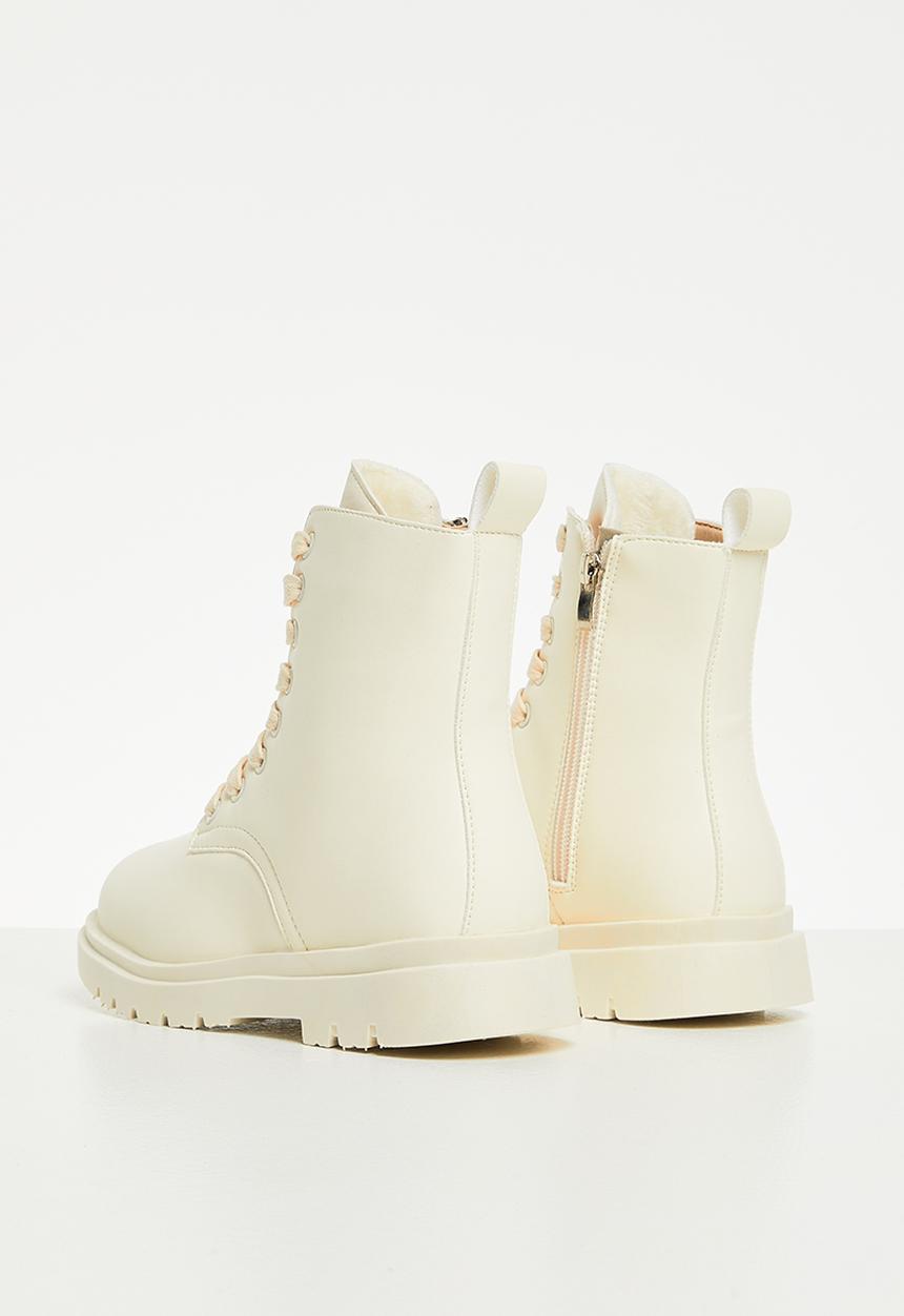 Pop Candy - Girls lace up boot - cream