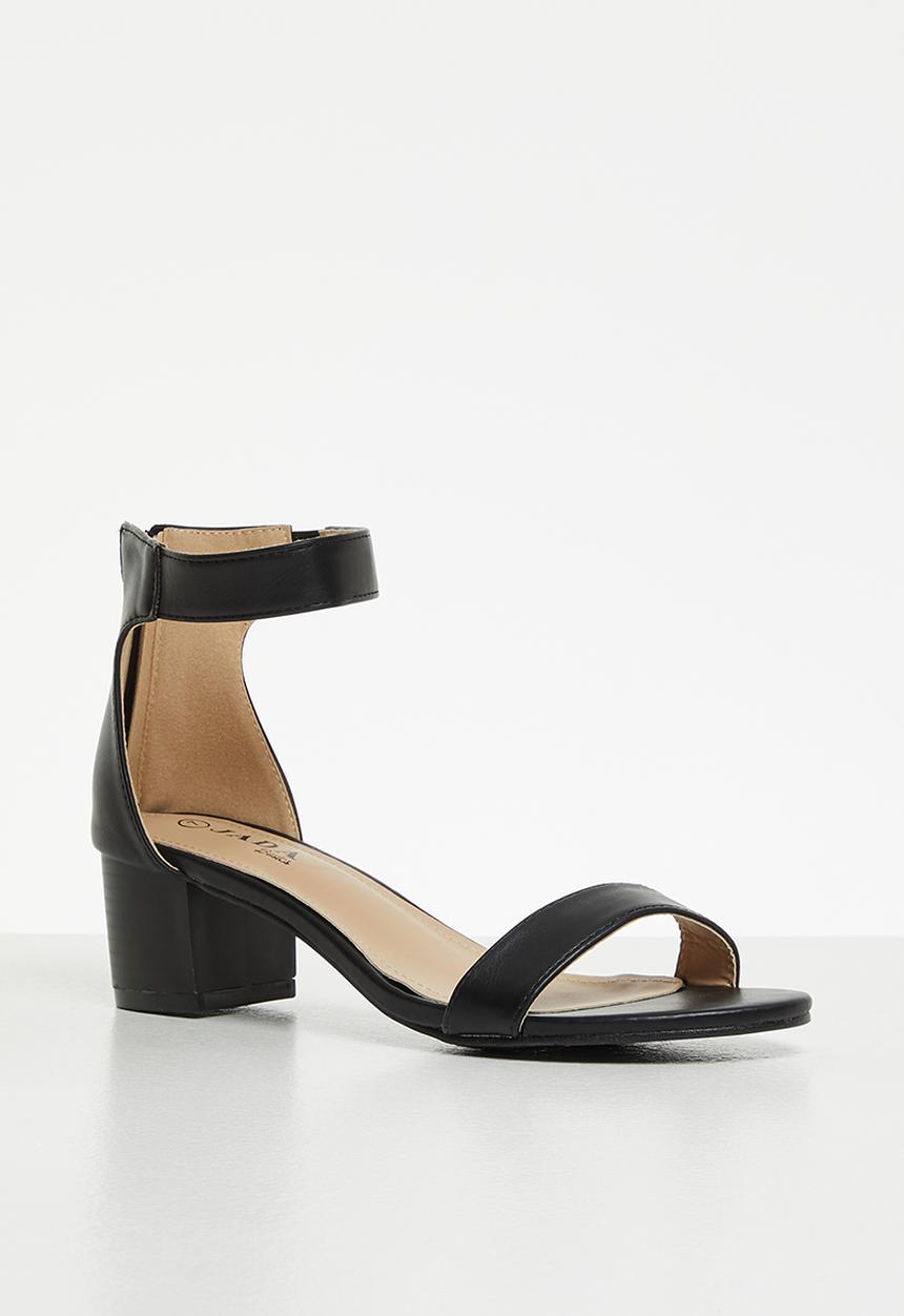 Jada - Barly there ankle strap block heel - black